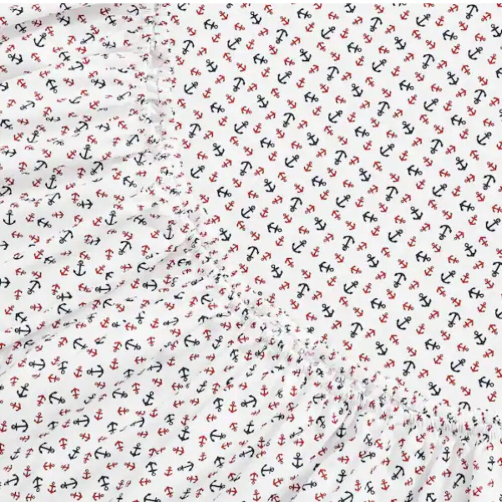 Queen 100% Cotton Percale Sheet Set in Sailing with Anchors 4-Piece Hilfiger